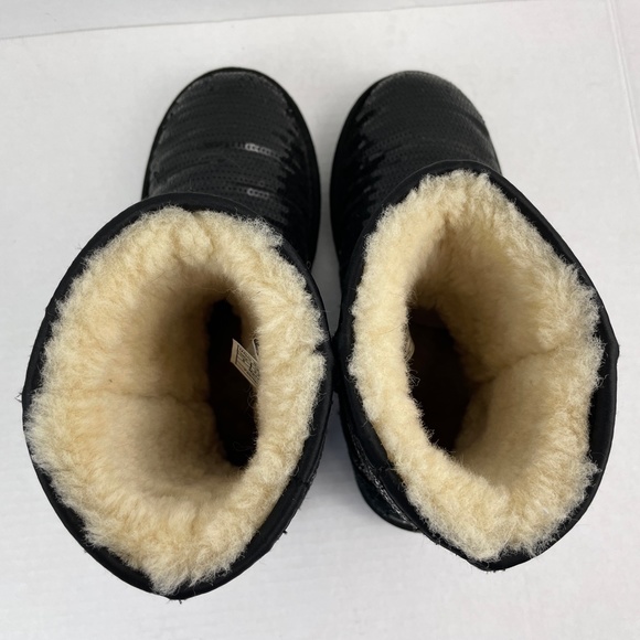 Ugg Classic Short Boots Womens Size 6 Black Cosmos Sequin Spark Shearling Lined - Picture 7 of 12